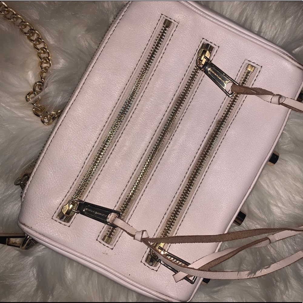 Rebecca Minkoff mini 3 zipper cream crossbody